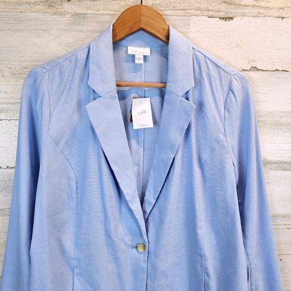 J. Jill Love Linen Blazer M Light Blue Soft Tailored Jacket Pastel Minimalism - Picture 8 of 15